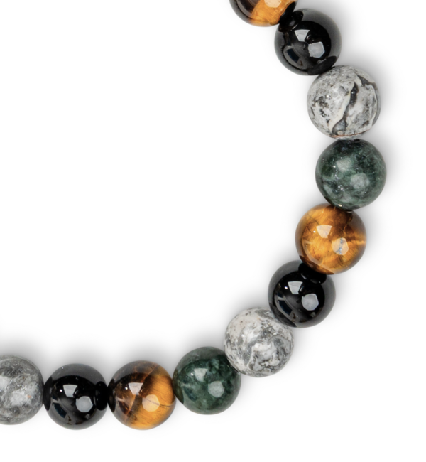 KAYA sieraden 2 delige Set: Edelstenen & Groene Leren Armband met gravure