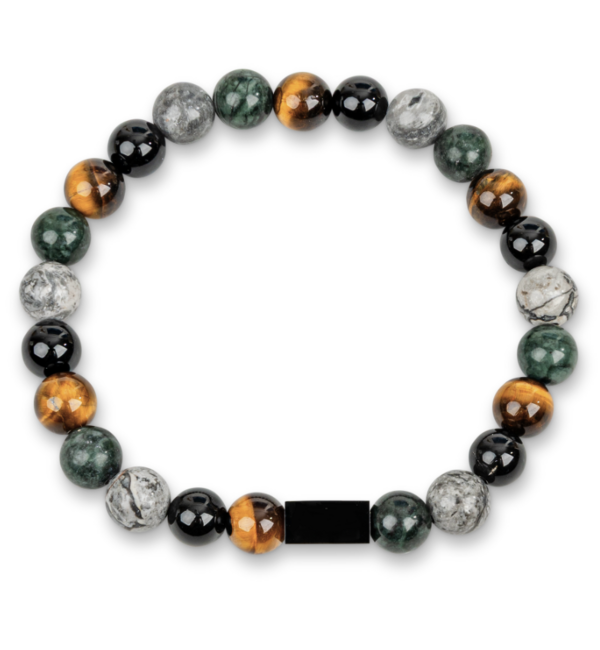 KAYA sieraden 2 delige Set: Edelstenen & Leren Armband met gravure