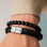 KAYA sieraden 2-piece Set: Gemstones & Black Leather Bracelet 11 mm