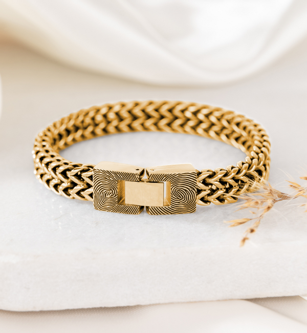 Gegraveerde sieraden Stainless Steel link bracelet with fingerprints