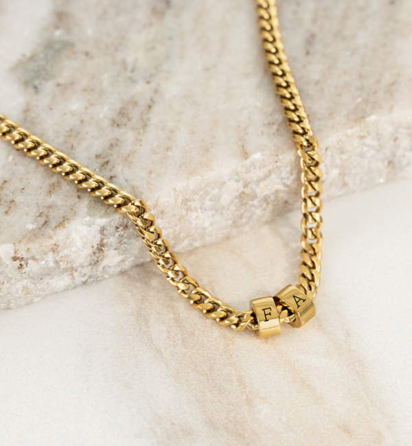 KAYA sieraden Heren schakelketting Gourmet met Initialen  | 4 mm | Kies Je Bedels