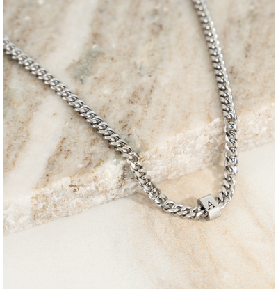 KAYA sieraden Heren schakelketting 1 Intiaal | 4 mm