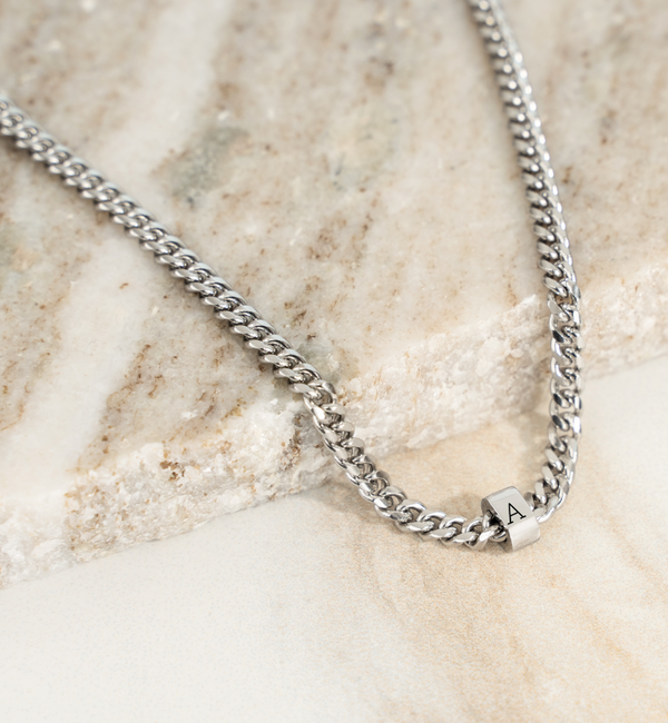 KAYA sieraden Men's Gourmet link chain with 1 initial | Stainless Steel