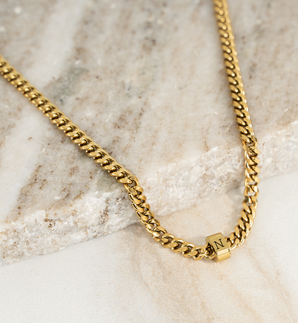 KAYA sieraden Men's Gourmet link chain with 1 initial | Stainless Steel