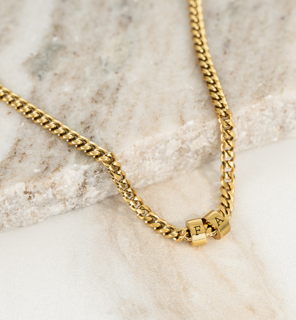KAYA sieraden Heren schakelketting Gourmet met 2 initialen   I Stainless Steel