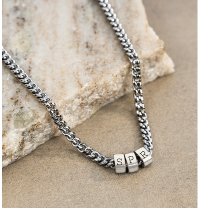 KAYA sieraden Men's link chain Gourmet with 3 initials | 4 mm