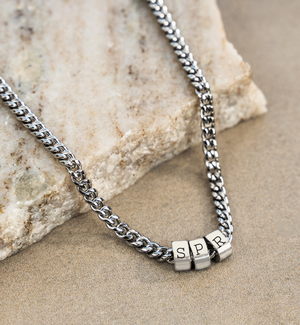 KAYA sieraden Men's Gourmet link chain with 3 initials | 4 mm | Stainless Steel