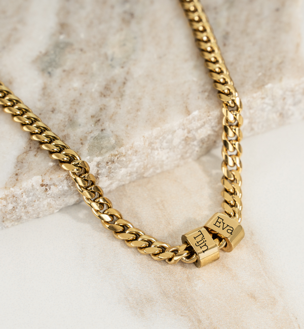 KAYA sieraden  Heren schakelketting Gourmet met 2 namen  I Stainless Steel