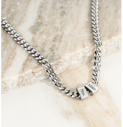 KAYA sieraden Heren schakelketting Gourmet met 2 namen | 6mm