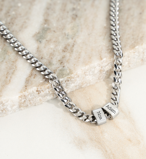 KAYA sieraden  Heren schakelketting Gourmet met 2 namen  I Stainless Steel