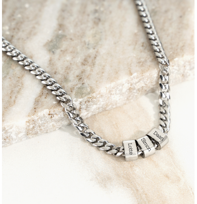 KAYA sieraden Heren schakelketting Gourmet met 3 namen | 6mm