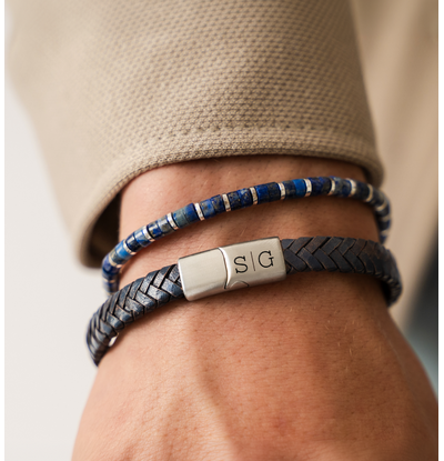 KAYA sieraden 2-piece set: Gemstone & Leather bracelet