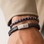 KAYA sieraden 2 delige set: Edelstenen & Blauwe leren armband met gravure