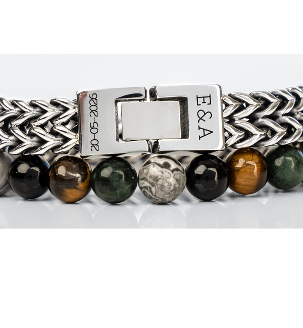 KAYA sieraden 2-Piece Set: Link bracelet & Mixed forest bead bracelet