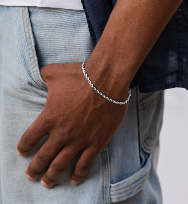 KAYA sieraden Men’s stainless steel rope bracelet silver | 3 mm - Copy