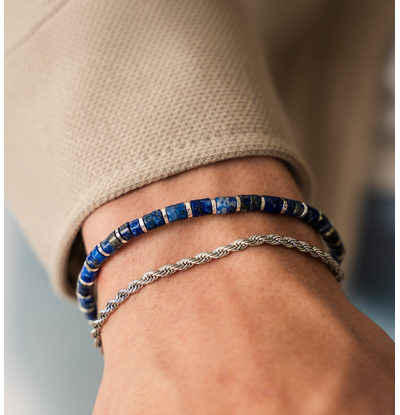 KAYA sieraden 2 delige Set: Stalen & Edelstenen armband