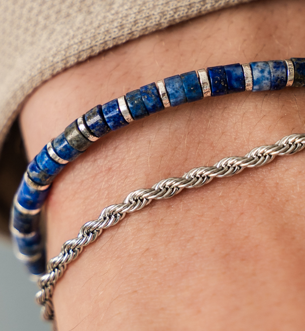 KAYA sieraden 2 delige Set: Stalen &  Edelstenen armband