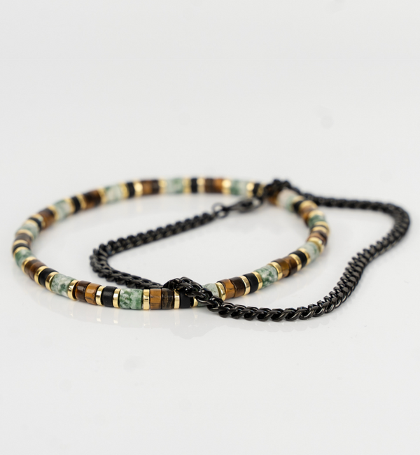 KAYA sieraden 2 delige Set: Goumet & Edelstenen armband