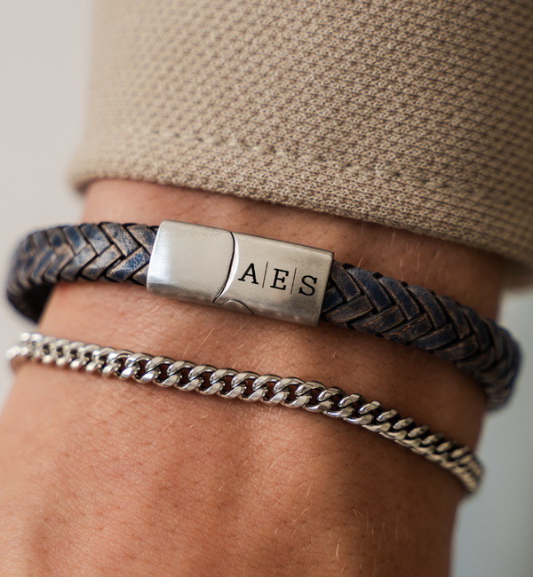 KAYA sieraden 2 Delige Set: Gourmet & Leren armband blauw