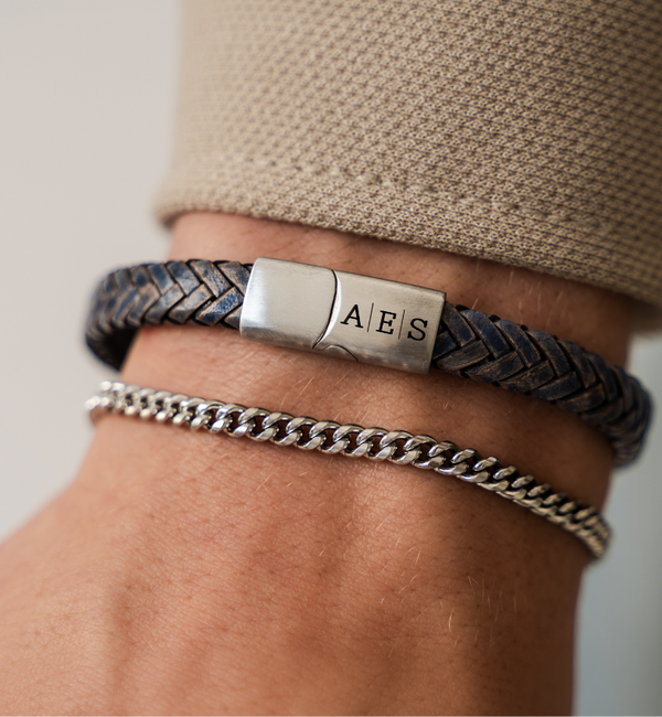 KAYA sieraden 2 Delige Set: Gourmet & Leren armband blauw