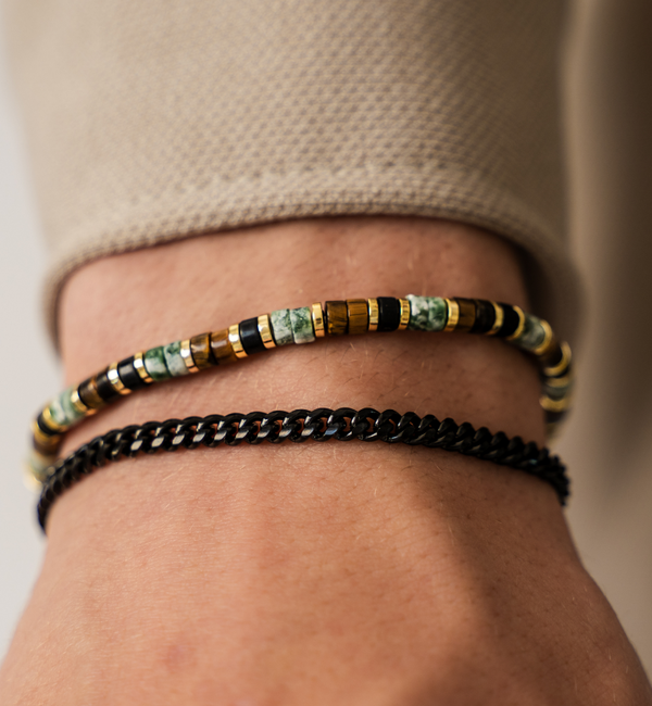 KAYA sieraden Gemstone bracelet for men | Green jade