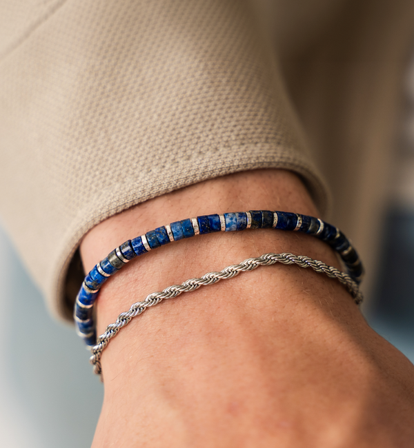 KAYA sieraden Stalen Herenarmband Rope Zilver I 3 mm
