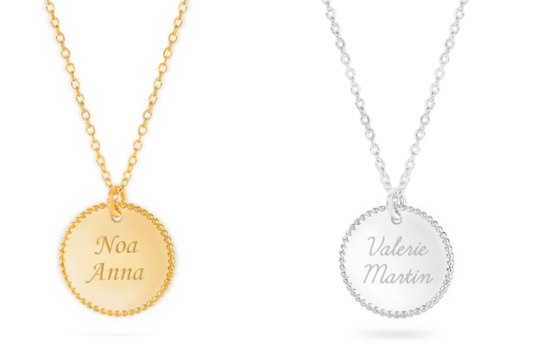 zilveren ketting met namen gravure