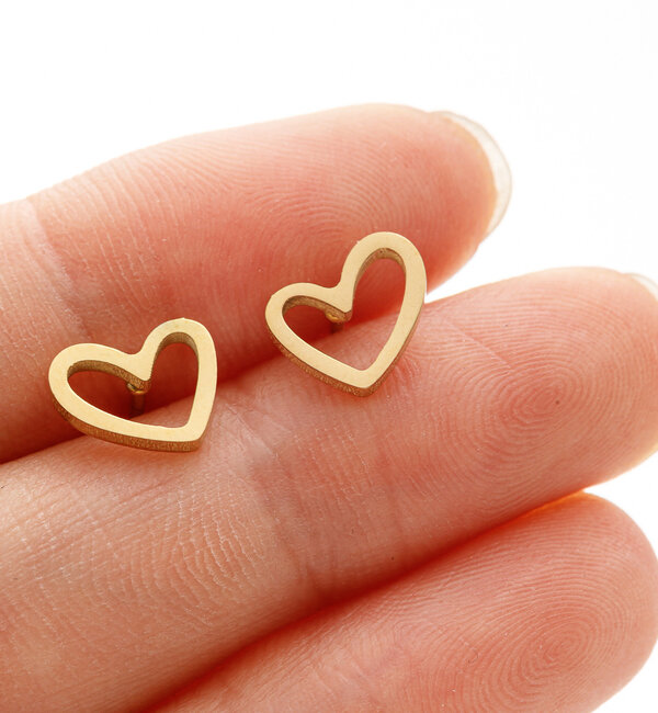 KAYA sieraden Studs met Open Hartje | Stainless Steel