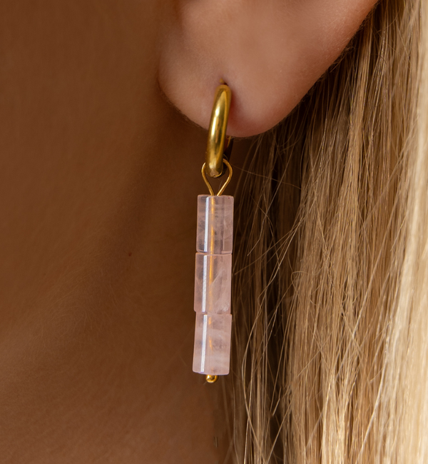 KAYA sieraden Oorringen met Roze Steentjes |  Stainless Steel