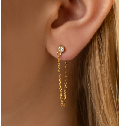 KAYA sieraden Studs met Ketting en Kristal