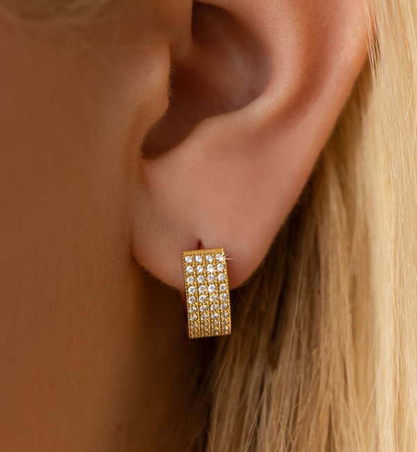 KAYA sieraden Oorrringen met Steentjes - Medium| Stainless Steel