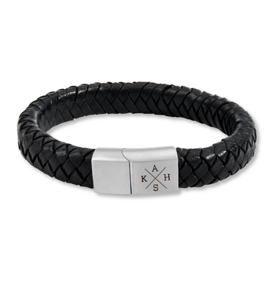 KAYA sieraden Braided Leather Bracelet Men with Initials | Choose the color