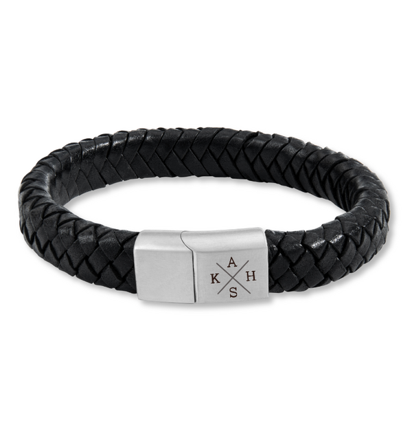 KAYA sieraden Braided Leather Bracelet Men with Initials | Choose the color