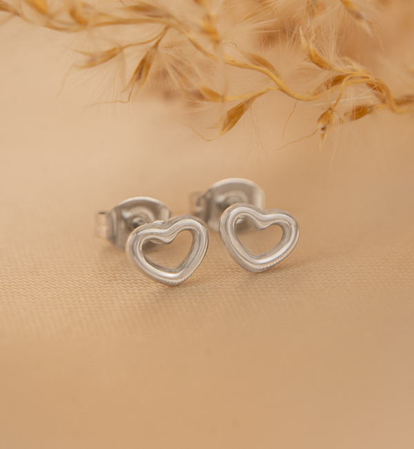 KAYA sieraden Studs with Open Heart | Stainless Steel Gold  - Copy