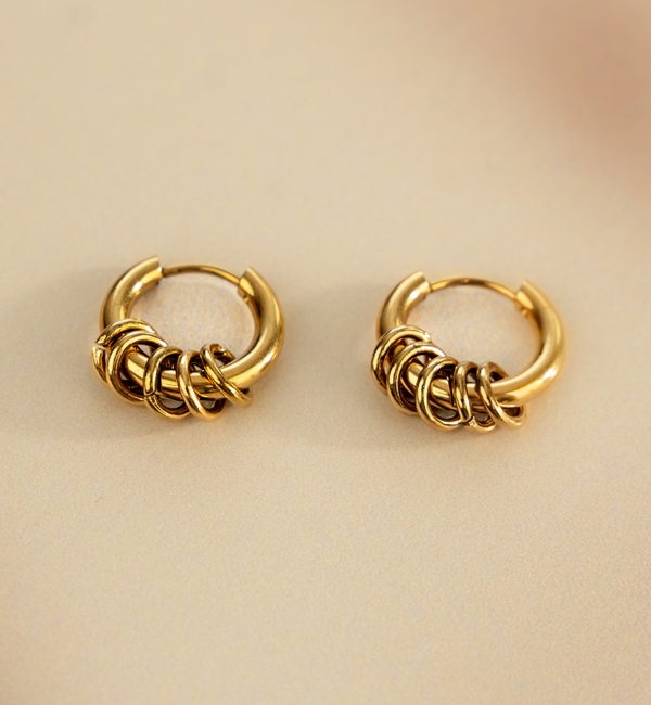 KAYA sieraden Hoop Earrings with Rings | Stainless Steel