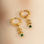 KAYA sieraden Earrings with Leaves and Green Bead | Stainless Steel