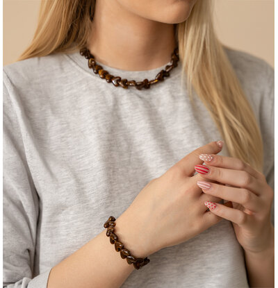 KAYA sieraden Bruine Sieradenset met Hartjes