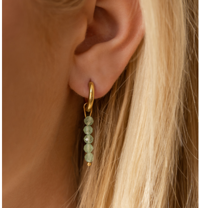 KAYA sieraden Oorringen met Groene Steentjes