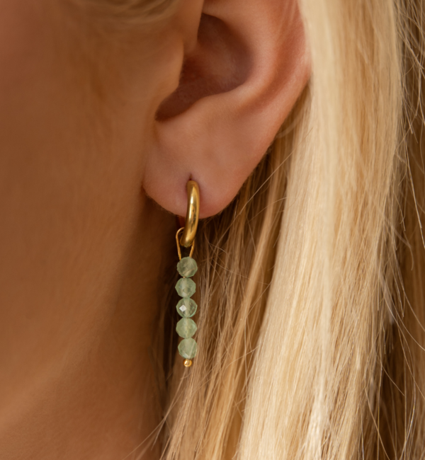 KAYA sieraden Oorringen met Groene Steentjes |  Stainless Steel