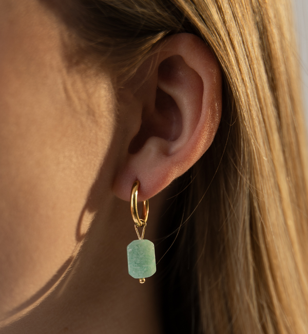 KAYA sieraden Oorringen met Turquoise Steen | Stainless Steel