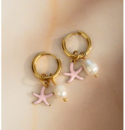 KAYA sieraden Earrings with Starfish and Pearl
