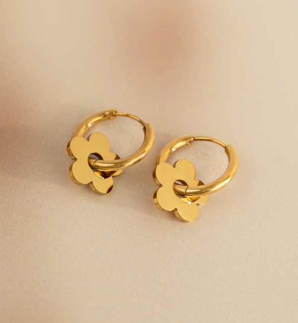 KAYA sieraden Oorringen met Bloem | Stainless Steel