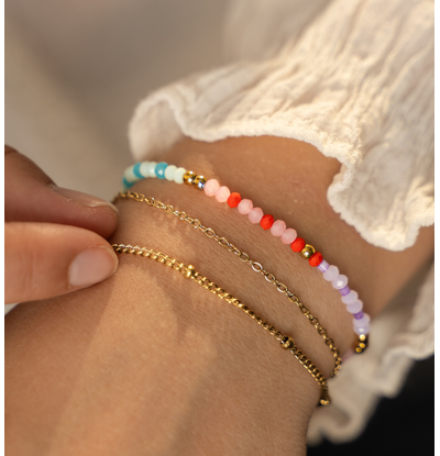 KAYA sieraden Dubbele armband met multikleur kralen