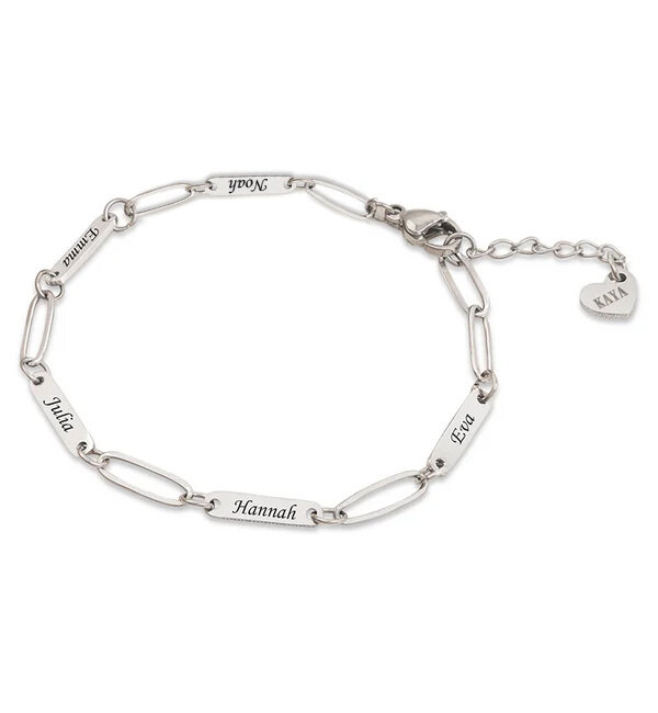 KAYA sieraden Personalized 4 Names Bracelet ‘Paperclip’ - Copy