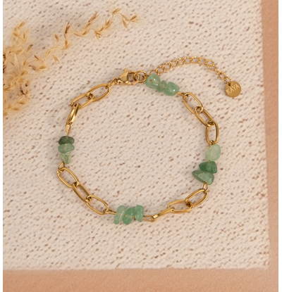 KAYA sieraden Link bracelet with green beads
