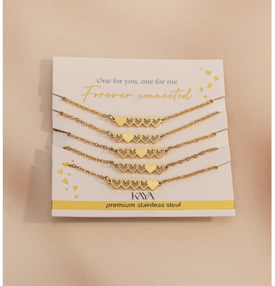 KAYA sieraden Vriendinnen Armbanden Set 5 Kleine Hartjes