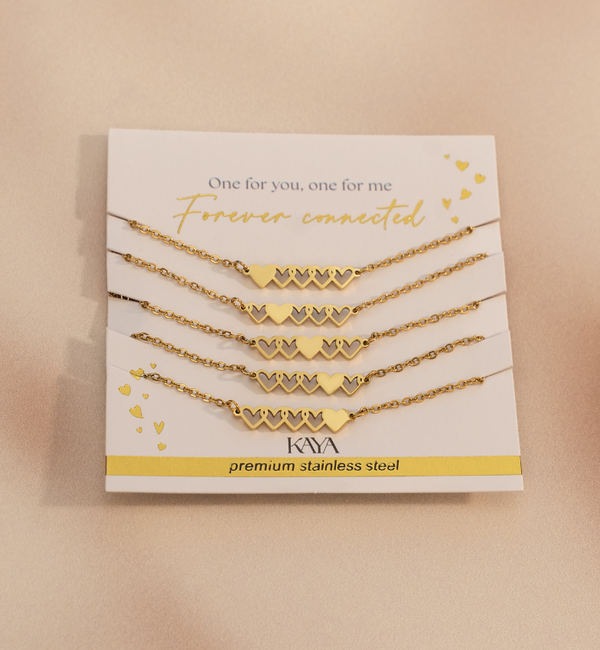 KAYA sieraden Girlfriend Bracelets Set 5 Small Hearts | Stainless Steel