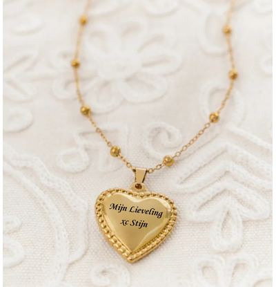 KAYA sieraden Lange Ketting 'Heartbeat XXL' met Gravure
