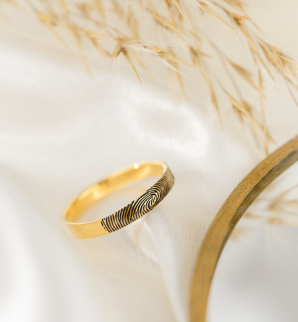 Gegraveerde sieraden Fingerprint Ring 3 mm - Gold Plated