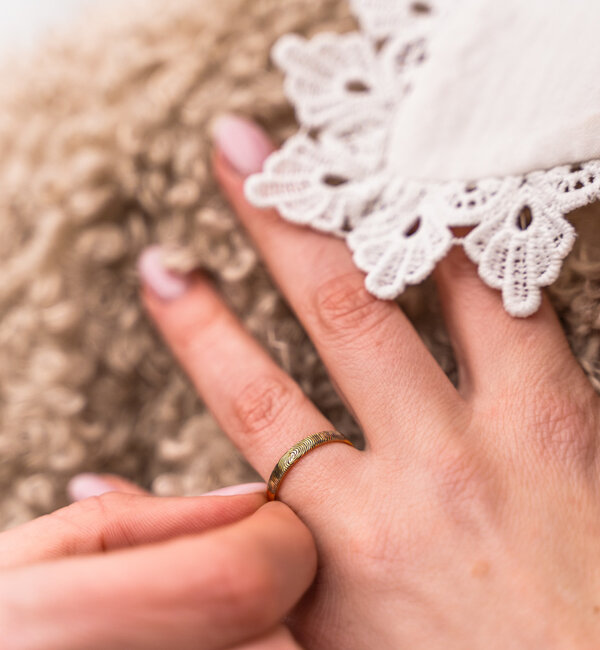 Gegraveerde sieraden Fingerprint Ring 3 mm - Gold Plated